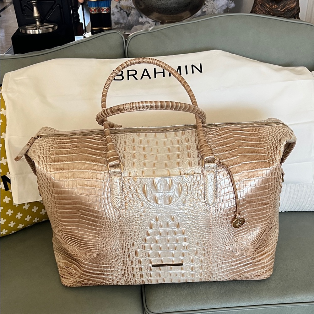Brahmin Gold Crocodile Embossed large travel bag!